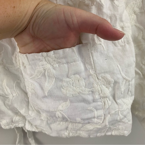 Spiegel Vintage White Embroidered Linen-Blend Blazer - Picture 4 of 14